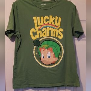 Lucky Charms Cereal Med Promo Foodie Green Lucky Leprechaun Tee T Shirt READ